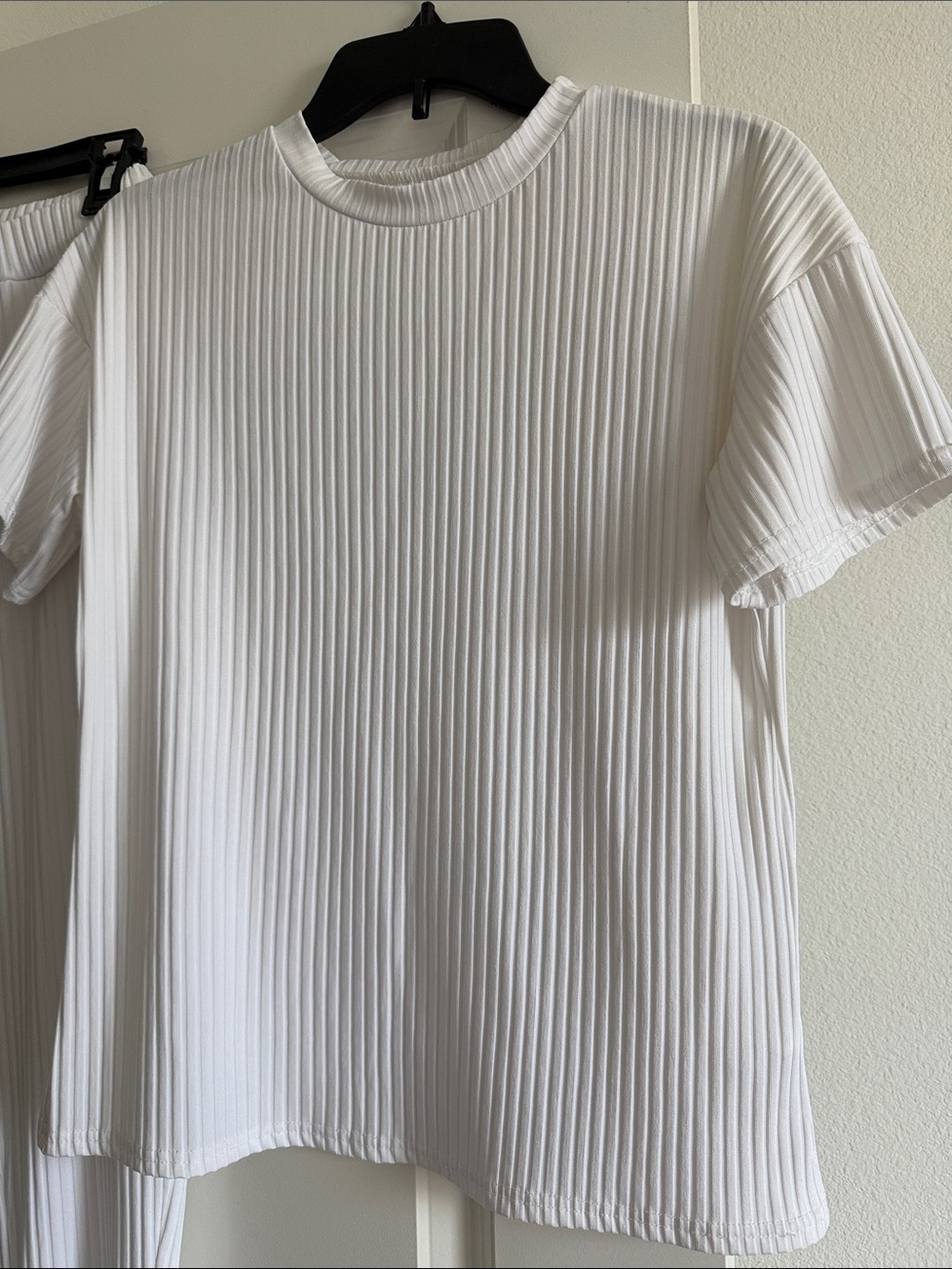 White Ribbed Two-Piece Lounge Set - Picture 2 of 6